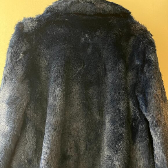 ASOS Navy Blue Faux Fur Womens Jacket US8 UK12 EU40 Like New Worn Once - Picture 2 of 6